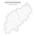 Administrative Map of Northamptonshire as of 2022 - Vector Illustration