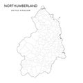 Administrative Map of Northumberland as of 2022 - Vector Illustration Royalty Free Stock Photo