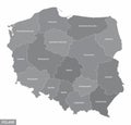 Poland administrative map Royalty Free Stock Photo