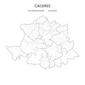 Administrative Map of the Province of CÃÂ¡ceres as of 2022 - Spain - Vector Map