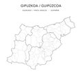 Administrative Map of the Province of Gipuzkoa as of 2022 - Spain - Vector Illustration