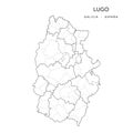 Administrative Map of the Province of Lugo as of 2022 - Spain - Vector Map