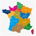 Administrative map of the 13 regions of france since 2016 Royalty Free Stock Photo