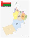 Administrative map of Sultanate of Oman with flag