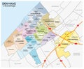 Administrative and political map of the Dutch city The Hague Royalty Free Stock Photo