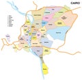 Administrative and political map of the egyptian capital cairo