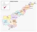 Administrative and political map of indian state of Andhra Pradesh, india