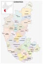 Administrative and political map of indian state of Karnataka, india