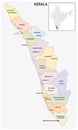 Administrative and political map of indian state of kerala, india