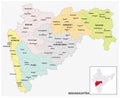 Administrative and political map of indian state of Maharashtra, india Royalty Free Stock Photo