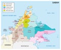 Administrative and political map of the malayan state sabah