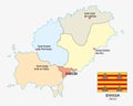 Administrative and political map of the Spanish Mediterranean Sea Eivissa with flag