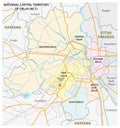 Administrative, political and street map of the National Capital Territory of Delhi NCT