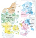 Administrative and political vector outline map of the Kingdom of Denmark