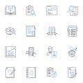 Administrative records line icons collection. Filing, Archiving, Indexing, Retrieval, Documenting, Processing, Sorting