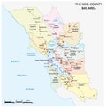 Administrative and road map of the California region San Francisco Bay Area
