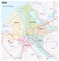 Administrative and road map of latvia capital riga