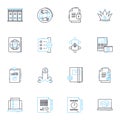 Administrative setup linear icons set. Hierarchy, Structure, Protocol, Chain, Order, System, Formation line vector and Royalty Free Stock Photo