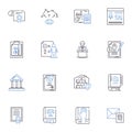 Administrative staff line icons collection. Organization, Efficiency, Communication, Multitasking, Coordination