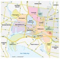 Administrative and streets map of the City of Melbourne, Victoria, Australia Royalty Free Stock Photo