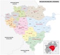 Administrative vector map of the Arnsberg region in German language, North Rhine-Westphalia, Germany