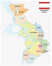 Administrative vector map of the Belgian city Antwerp with flag