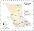 Administrative vector map of the Canadian province of British Columbia Royalty Free Stock Photo