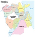 Administrative vector map of the danish capital Copenhagen