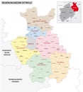 Administrative vector map of the Detmold region in German language, North Rhine-Westphalia, Germany
