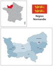 Administrative vector map with flag of French region of Normandie