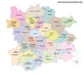 Administrative vector map of the metropolitan region of Munich, Bavaria, Germany Royalty Free Stock Photo