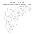 Administrative Vector Map of the Province of Alicante as of 2022 - Spain - Vector Map
