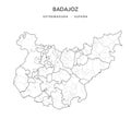 Administrative Vector Map of the Province of Badajoz as of 2022 - Spain - Vector Map