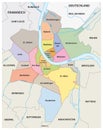 Administrative vector map of the quaters of Basel City in German language, Switzerland