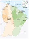 Administrative vector map of the South American state of French Guiana