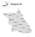 Administrative vector map of the South Korean province of Gangwon-do with flag