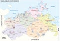 Administrative vector map of the state of Mecklenburg Western Pomerania, Germany Royalty Free Stock Photo