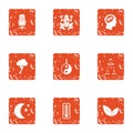 Administrator icons set, grunge style