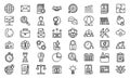 Administrator icons set, outline style Royalty Free Stock Photo