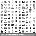 100 administrator icons set, simple style