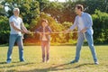 Admirable family playing tug war together Royalty Free Stock Photo