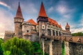 Admirable tourist attraction with medieval Corvin castle, Hunedoara, Transylvania, Romania Royalty Free Stock Photo