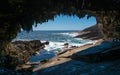 Admirals arch view with sea view and stalactites on Kangaroo island in Australia
