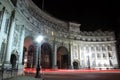 Admiralty Arch at night with light trails