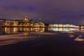 Admiralty embankment and St Isaac& x27;s Cathedral at night. Saint Petersburg. Russia Royalty Free Stock Photo