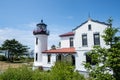 Admiralty Head Lighthouse on Whidbey Island overlooking the Puget Sound of Washington State. Light house is decorated for the Royalty Free Stock Photo