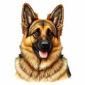 Cute Colorful Realistic German Shepherd Dog Portrait - Lifelike Canine Artistry.