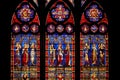 Stained Glass Church Windows with Religious Motifs