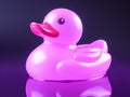 Adorable Pink Rubber Duck with Mystical Green Eyes in Exotic Setting