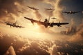 Admire a formation of vintage World War II